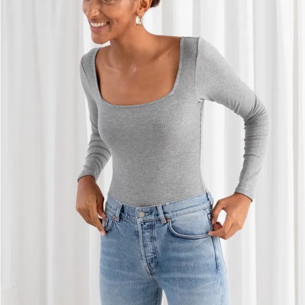 & Other Stories Square Neck Long Sleeve Bodysuit